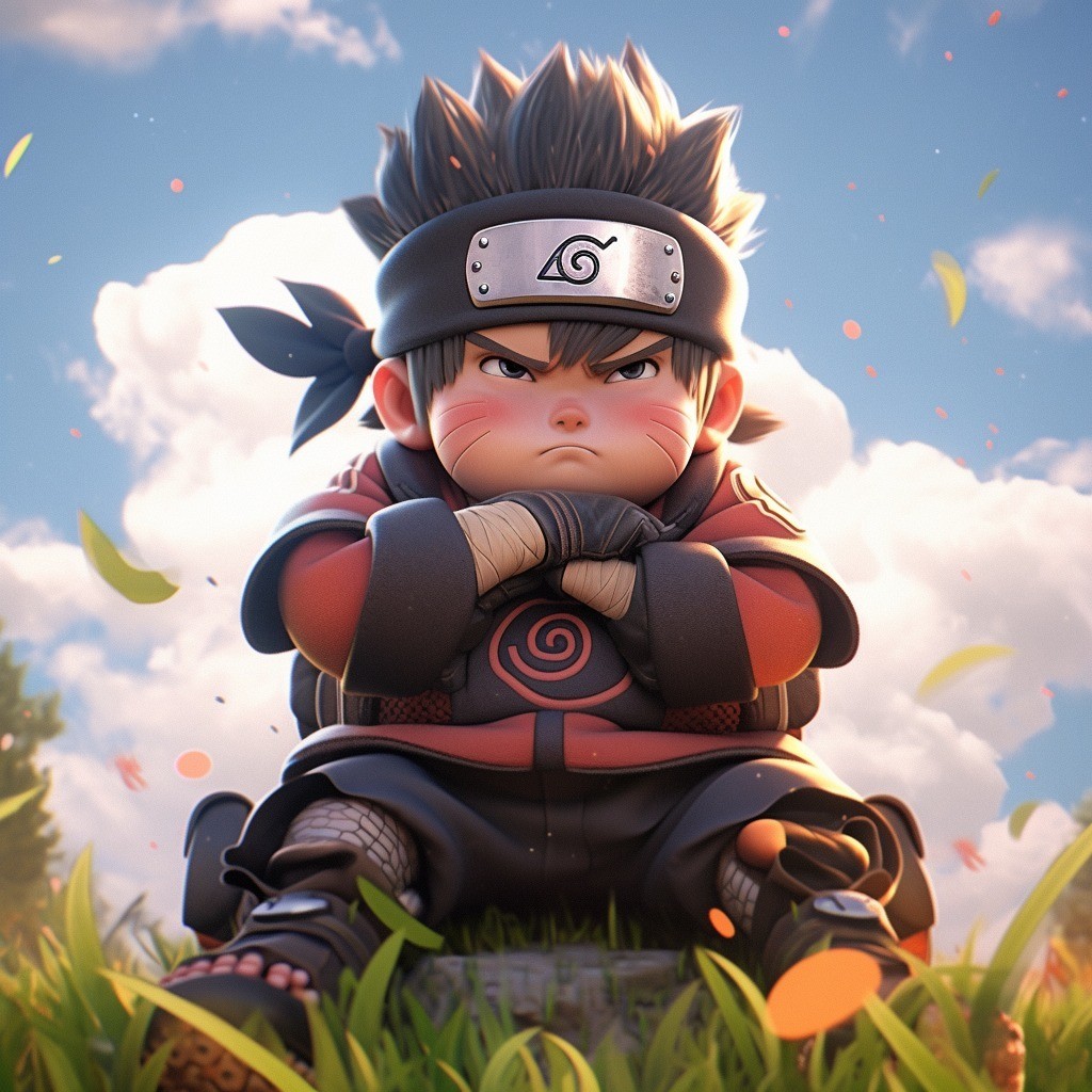Naruto với biểu cảm vui vẻ sau trận đấu