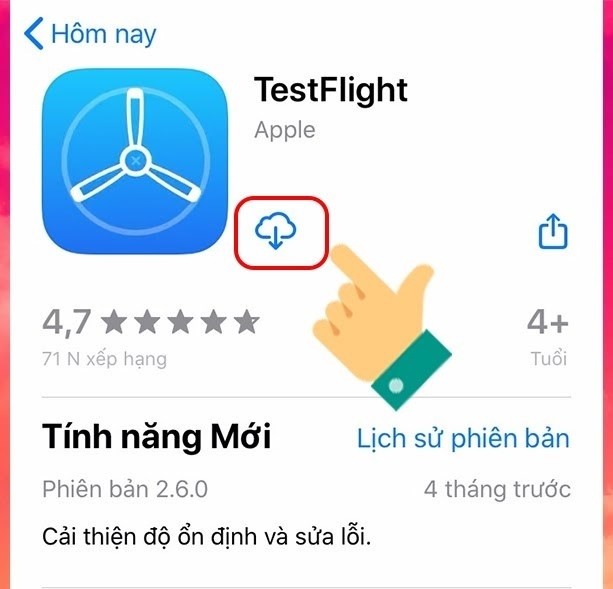 Nhấn vào biểu tượng tải xuống