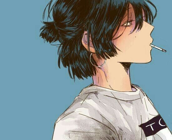 Nhân vật anime với khói thuốc bao quanh thể hiện sự mệt mỏi và kiên nhẫn