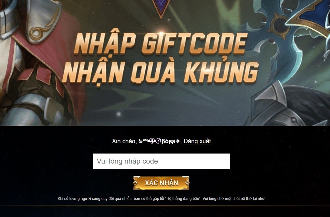 Nhập mã code mới