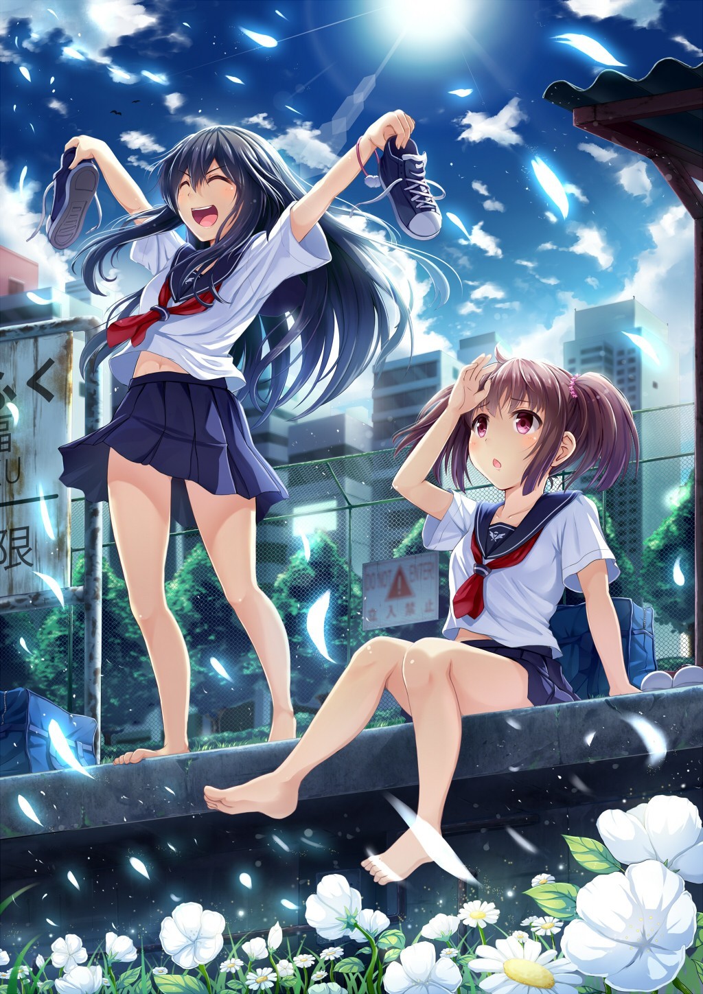 Nhóm học sinh anime vui vẻ cùng bạn bè