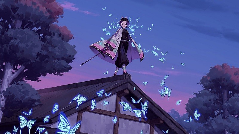 Shinobu với nét mặt điềm tĩnh và đôi mắt toát lên sự tự tin