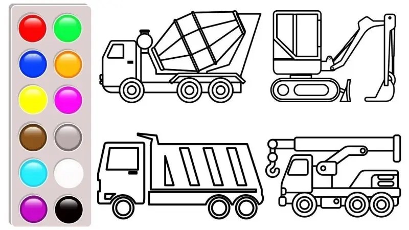 Sự hỗ trợ từ phụ huynh giúp bé phát triển qua tô màu máy xúc