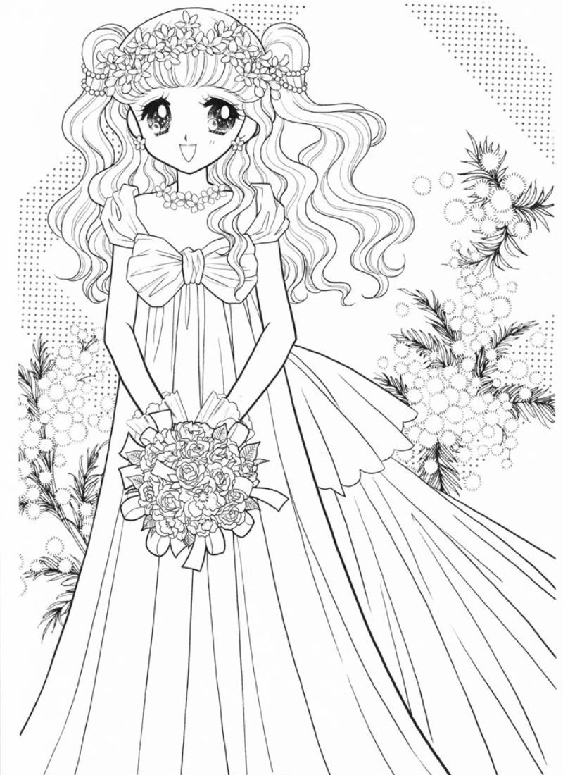 Tải tranh tô màu công chúa Anime độc đáo