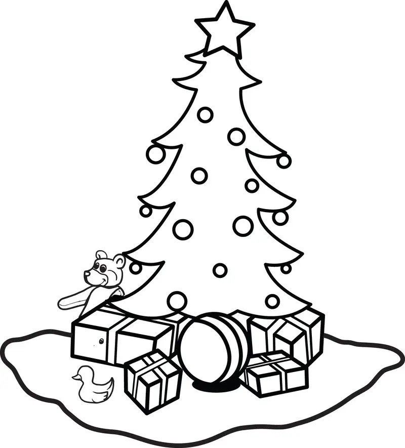 Tô màu cây thông Noel trong không khí giáng sinh