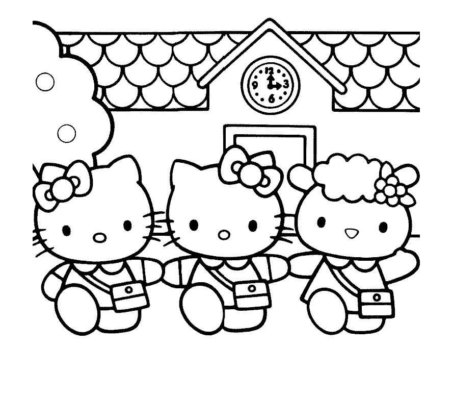 Tô màu mèo Hello Kitty đang múa hát cùng bạn