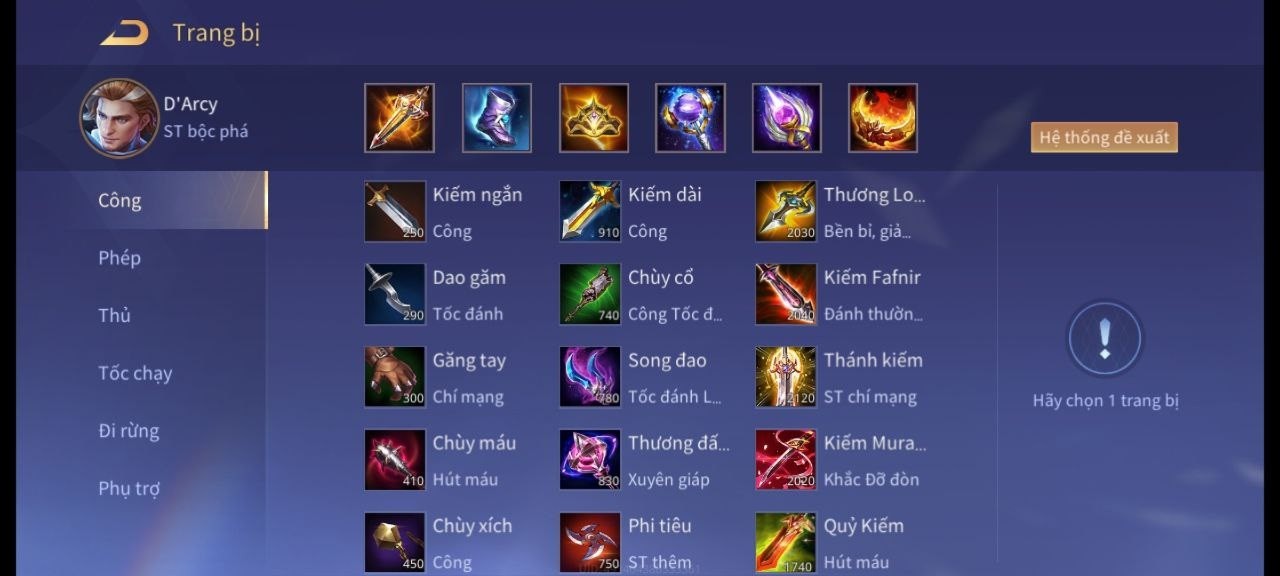 Trang bị D'arcy đi rừng