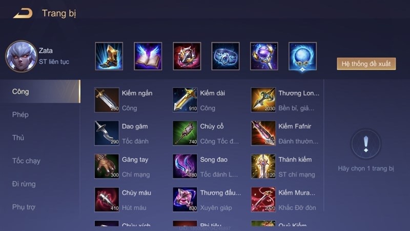 Trang bị đi mid bất bại cho Zata