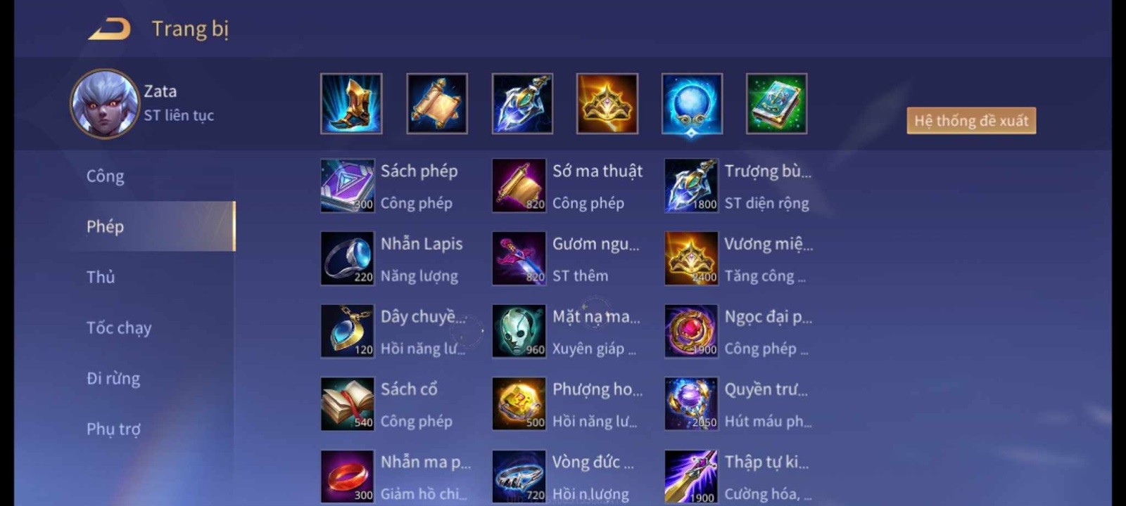 Trang bị đi mid full sát thương