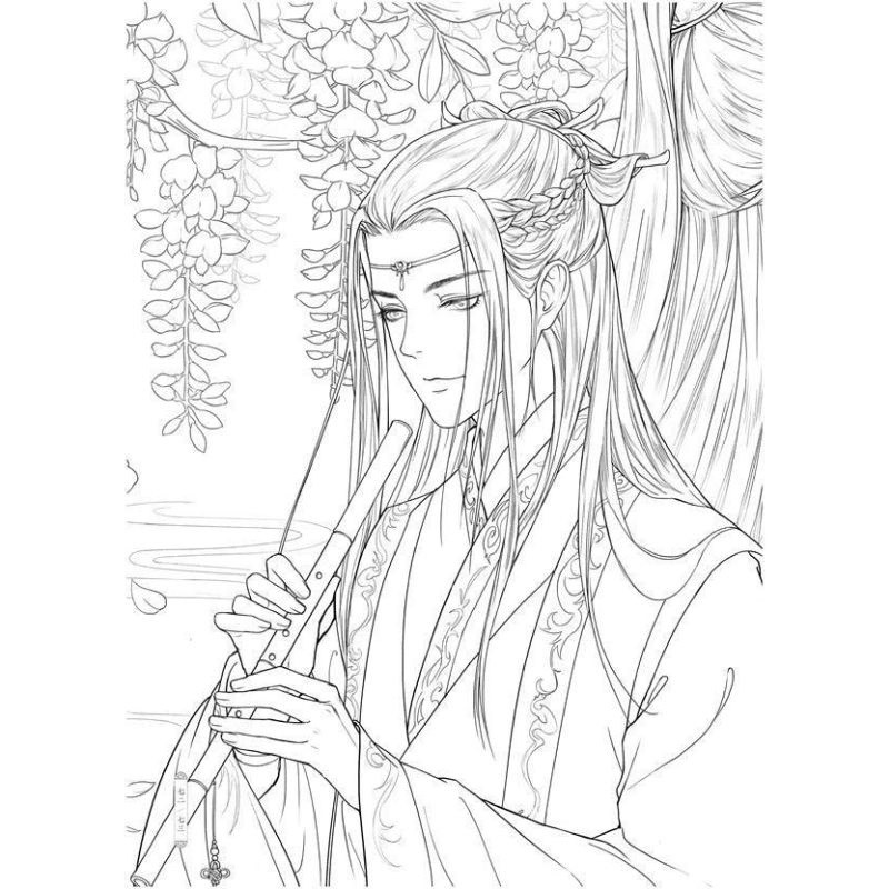 Tranh tô màu anime cổ trang nam