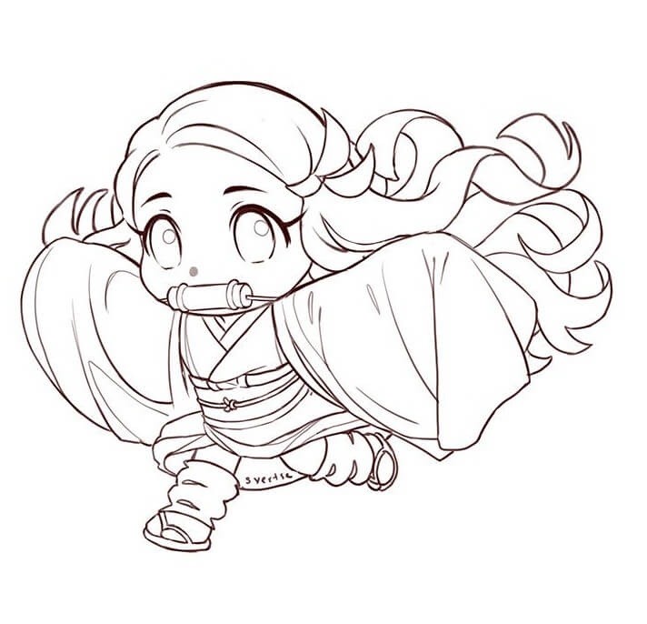 Tranh tô màu anime cute mini