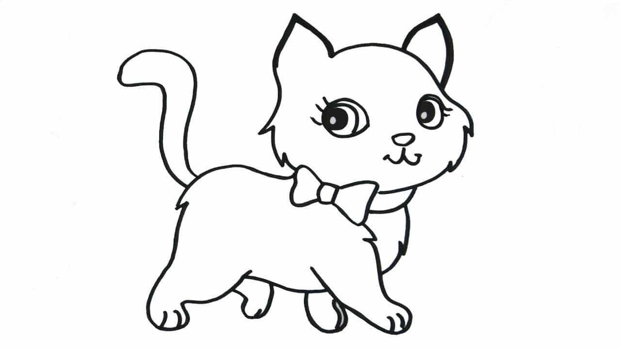 Tranh tô màu anime mèo đơn giản, đẹp cho bé