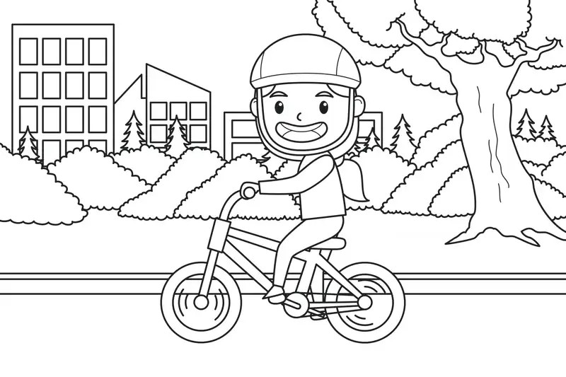 Tranh tô màu các phương tiện giao thông như xe đạp
