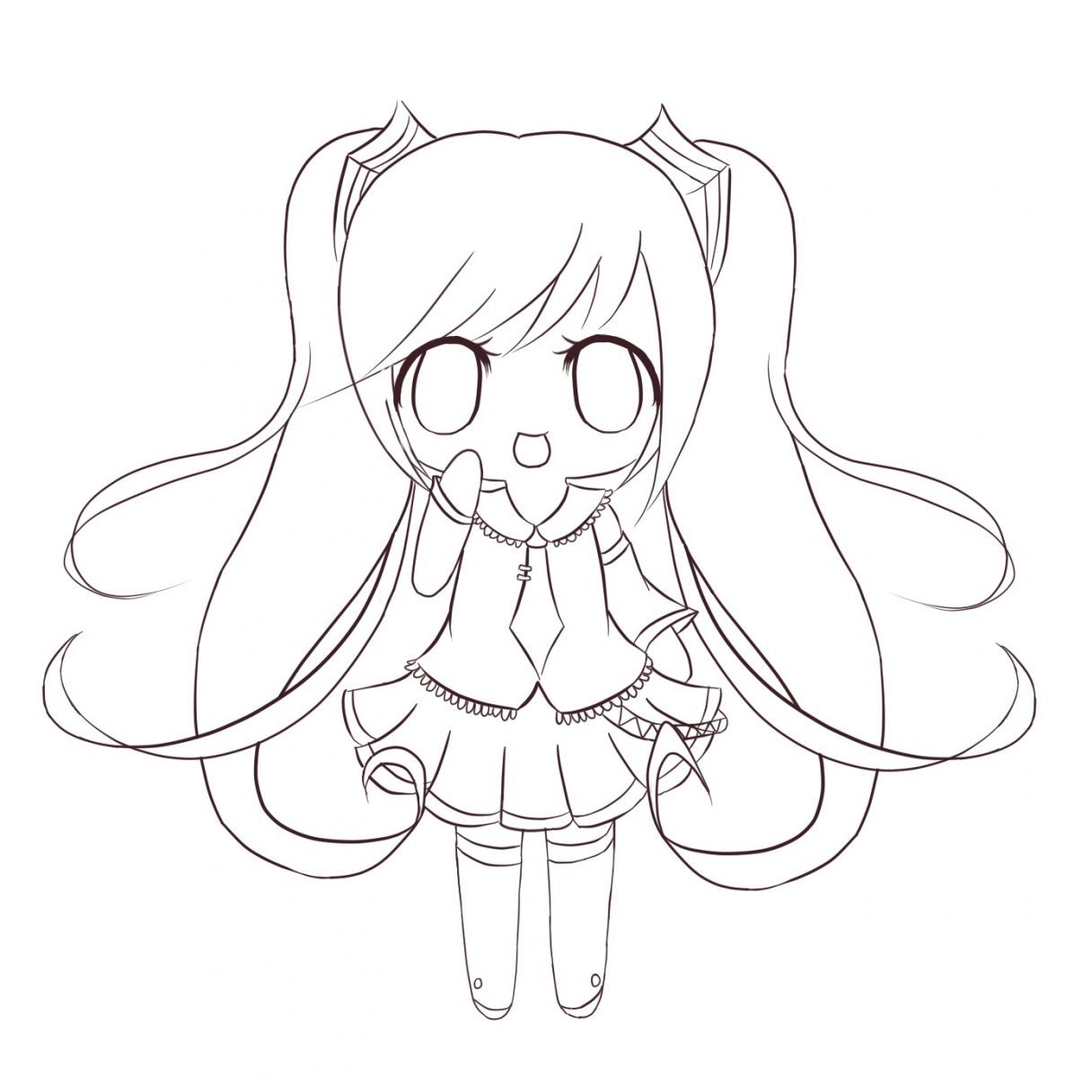 Tranh tô màu chibi anime cute đơn giản