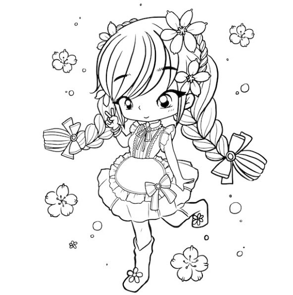 Tranh tô màu công chúa anime chibi