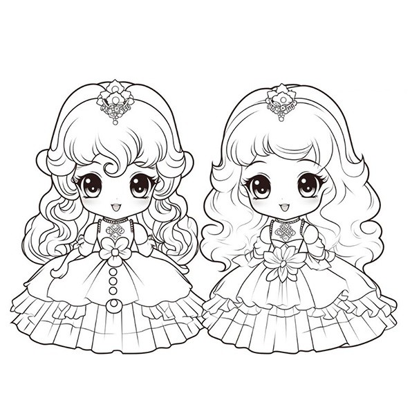 Tranh tô màu công chúa Hàn Quốc cute cho bé gái từ 2 - 12 tuổi