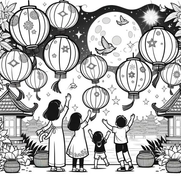 Tranh tô màu đèn ông sao đơn giản là cách tuyệt vời để bé phát triển khả năng sáng tạo.