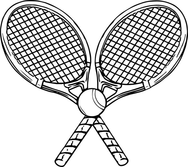 Tranh tô màu dụng cụ thể thao chủ đề sân tennis