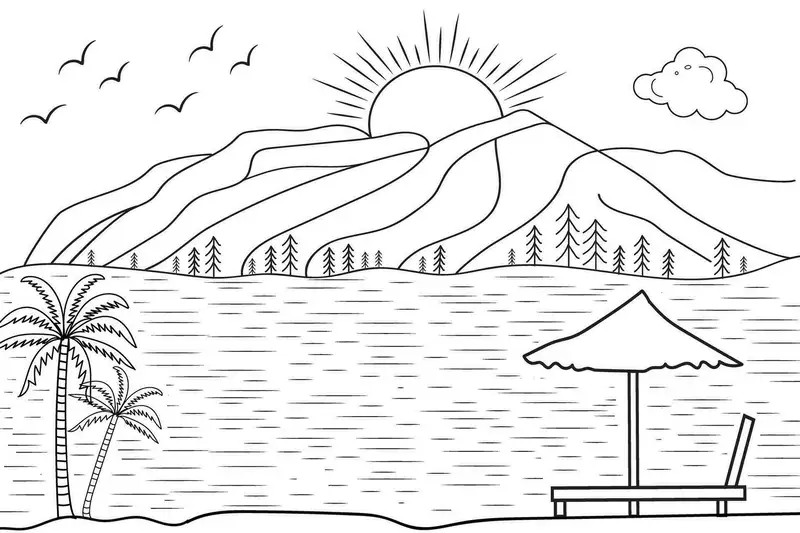 Tranh tô màu hòn đảo bí mật với hình ảnh rạn san hô đầy màu sắc