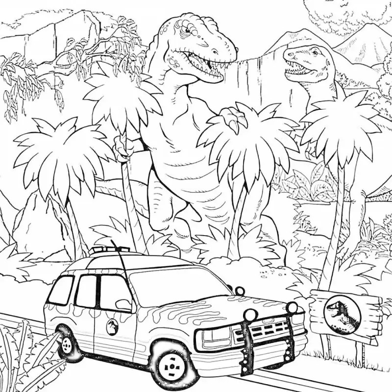 Tranh tô màu Jurassic Park với chi tiết thú vị