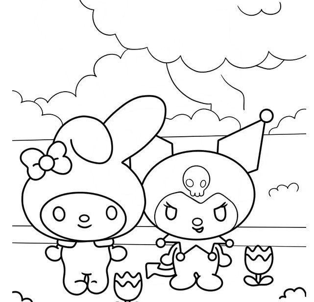 Tranh tô màu Kuromi và các bạn cute phô mai que