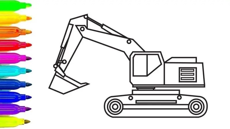 Tranh tô màu máy xúc giúp bé học hỏi về phương tiện xây dựng