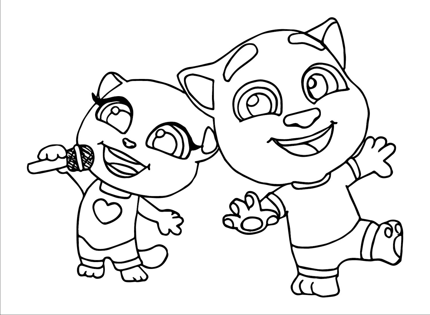 Tranh tô màu mèo Talking Tom đang ca hát nhảy múa