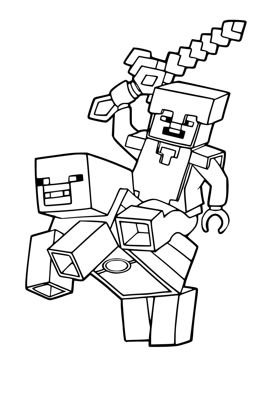Tranh tô màu Minecraft với chủ đề nhân vật và sinh vật