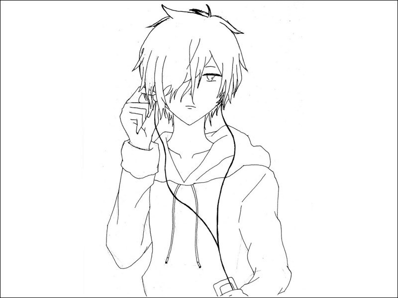 Tranh tô màu nam anime ngầu