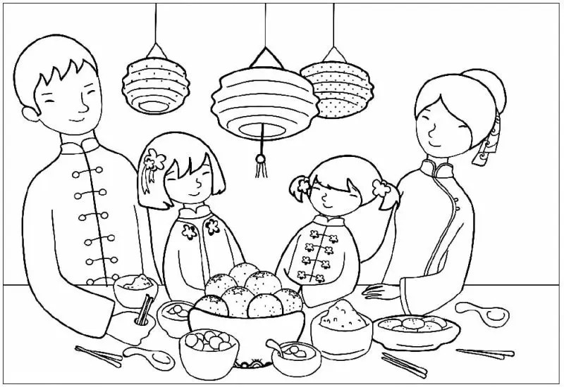 Tranh tô màu ngày tết sum vầy bên nhau 5