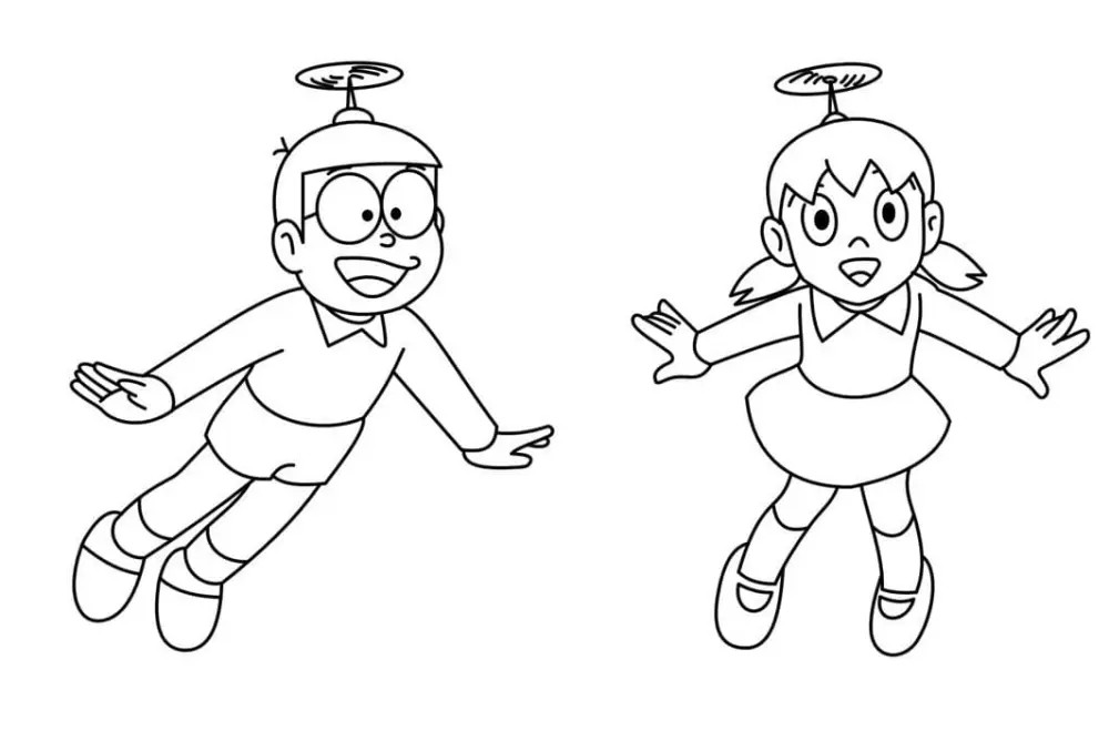 Tranh tô màu Nobita đẹp mắt, kích thích trí tưởng tượng và sáng tạo của trẻ.