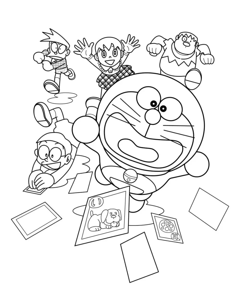 Tranh tô màu Nobita ngộ nghĩnh, giúp bé thêm yêu thế giới truyện Doraemon.