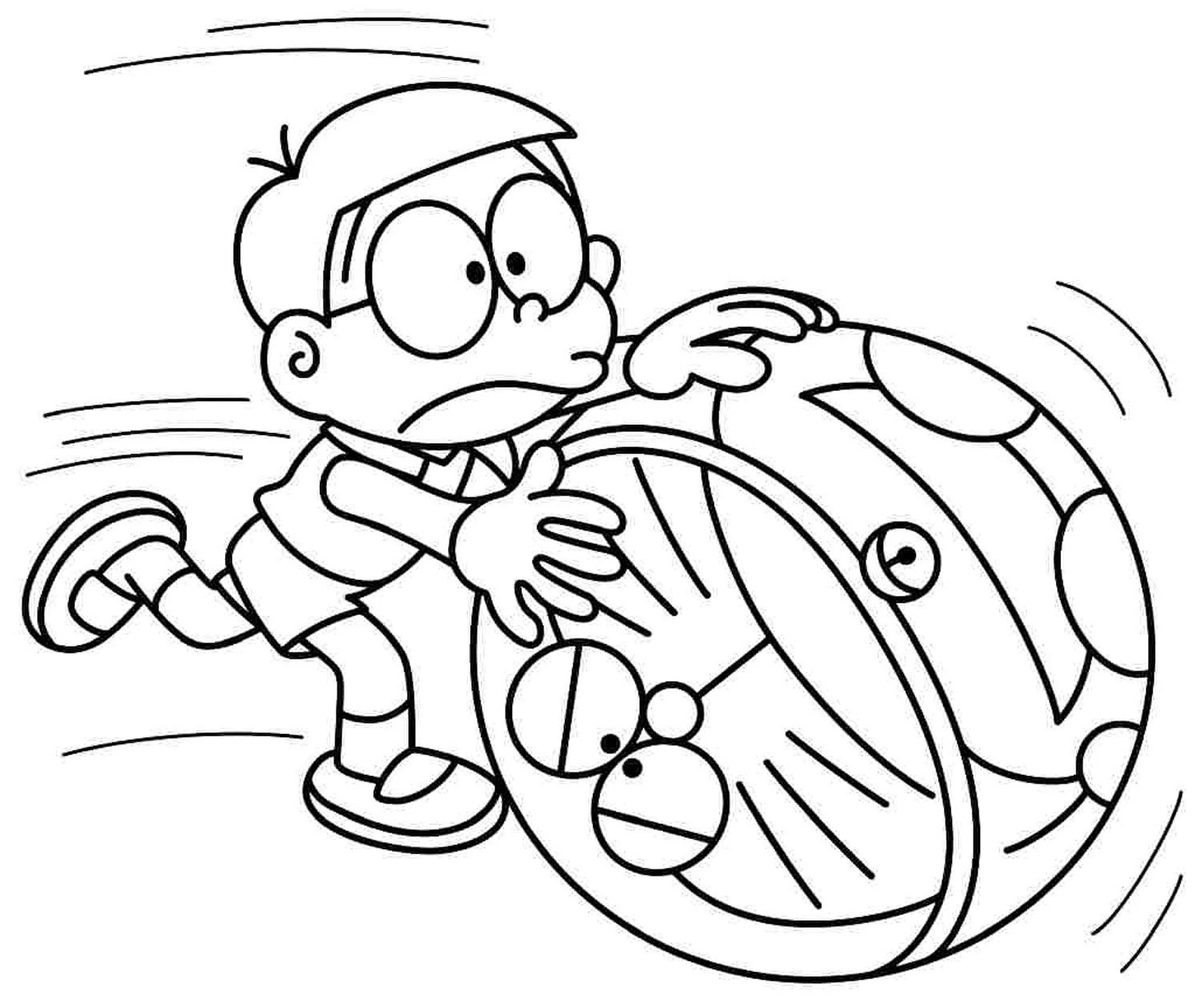 Tranh tô màu Nobita ngộ nghĩnh, giúp trẻ yêu thích thế giới truyện tranh.