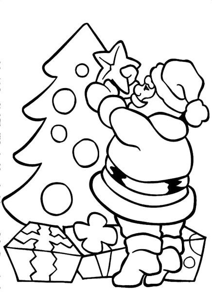 Tranh tô màu ông già Noel, cây thông và nhiều nhân vật Giáng sinh khác