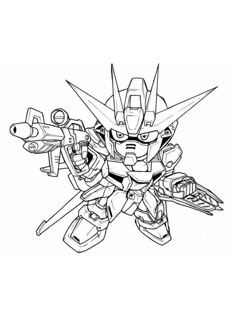 Tranh tô màu Robot Gundam dễ thương