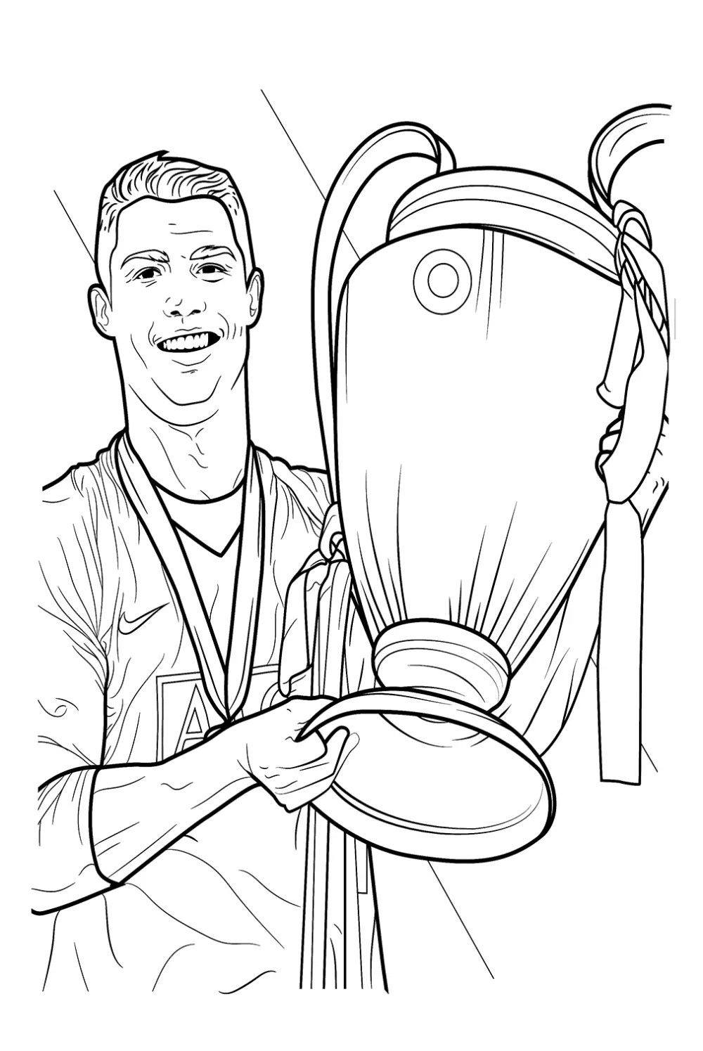 Tranh tô màu Ronaldo in sẵn cho bé tập tô
