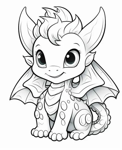 Tranh tô màu rồng chibi cute cho bé yêu.