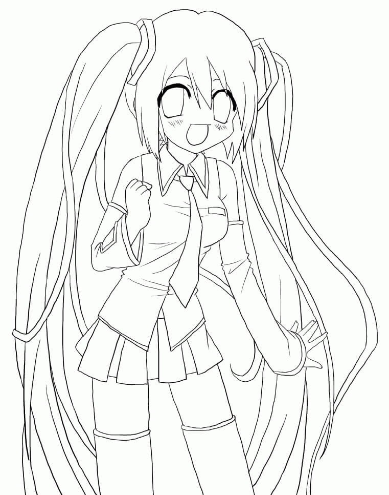 Tranh tô màu style anime Miku