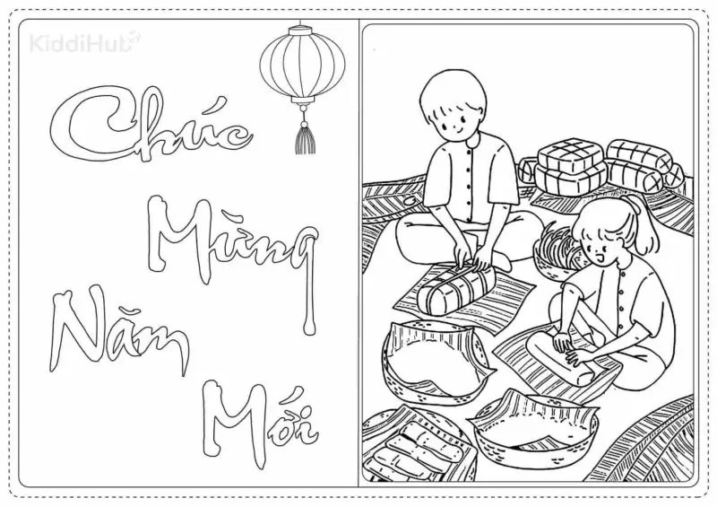 Tranh tô màu Tết Nguyên Đán đẹp mắt – Tô điểm cho ngôi nhà của bạn đón Tết vui vẻ.