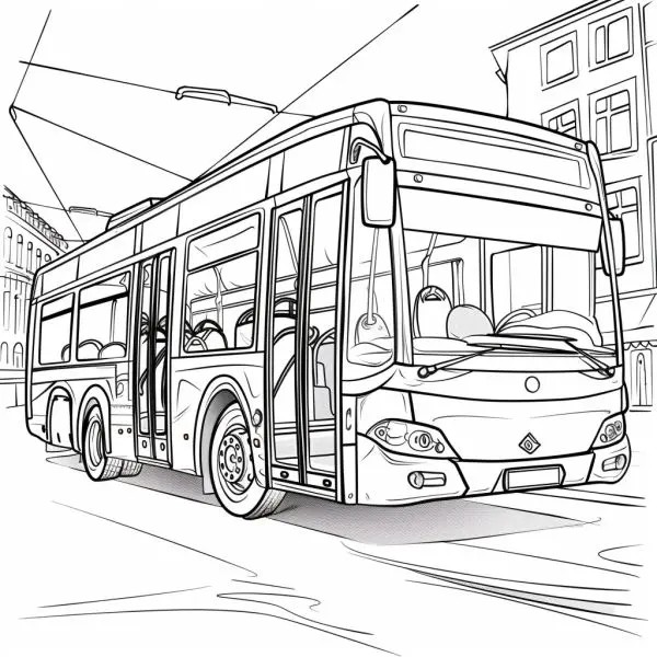 Tranh tô màu xe buýt ngộ nghĩnh dành cho trẻ em