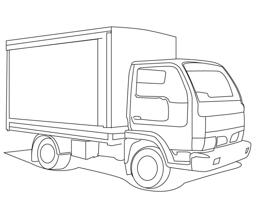 Tranh tô màu xe container hiện đại