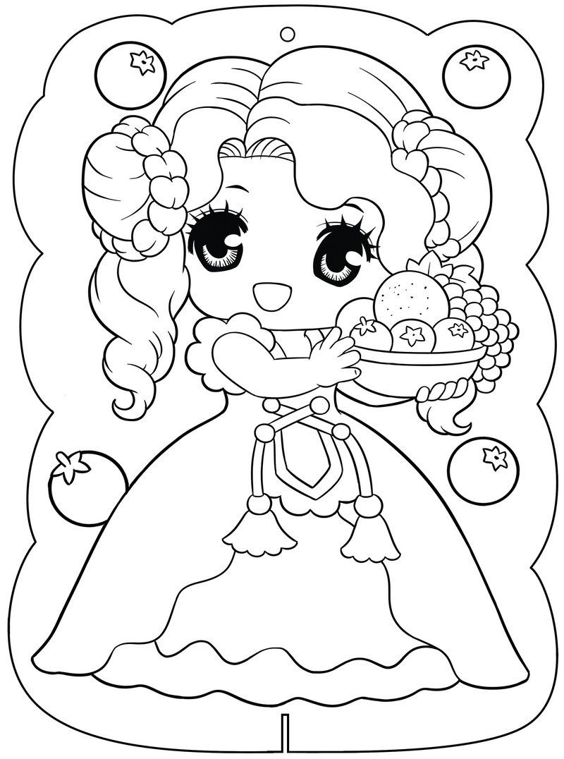 Tranh vẽ tô màu công chúa cute phong cách chibi