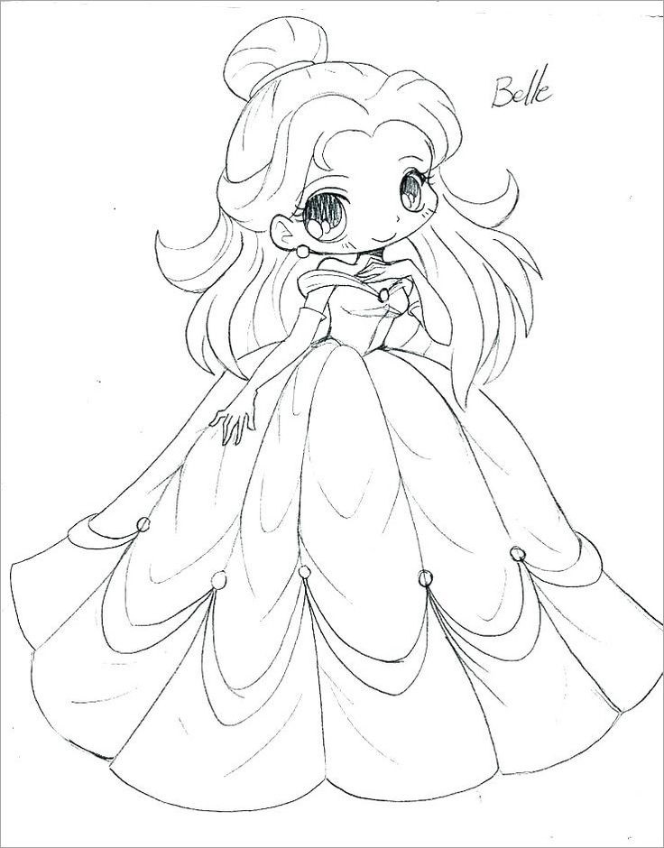 Tranh vẽ tô màu công chúa Disney style chibi dễ thương