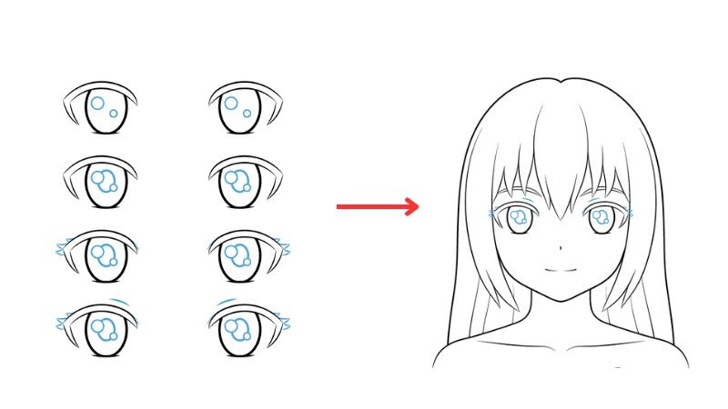 Vẽ đôi mắt anime trong veo đầy tâm trạng