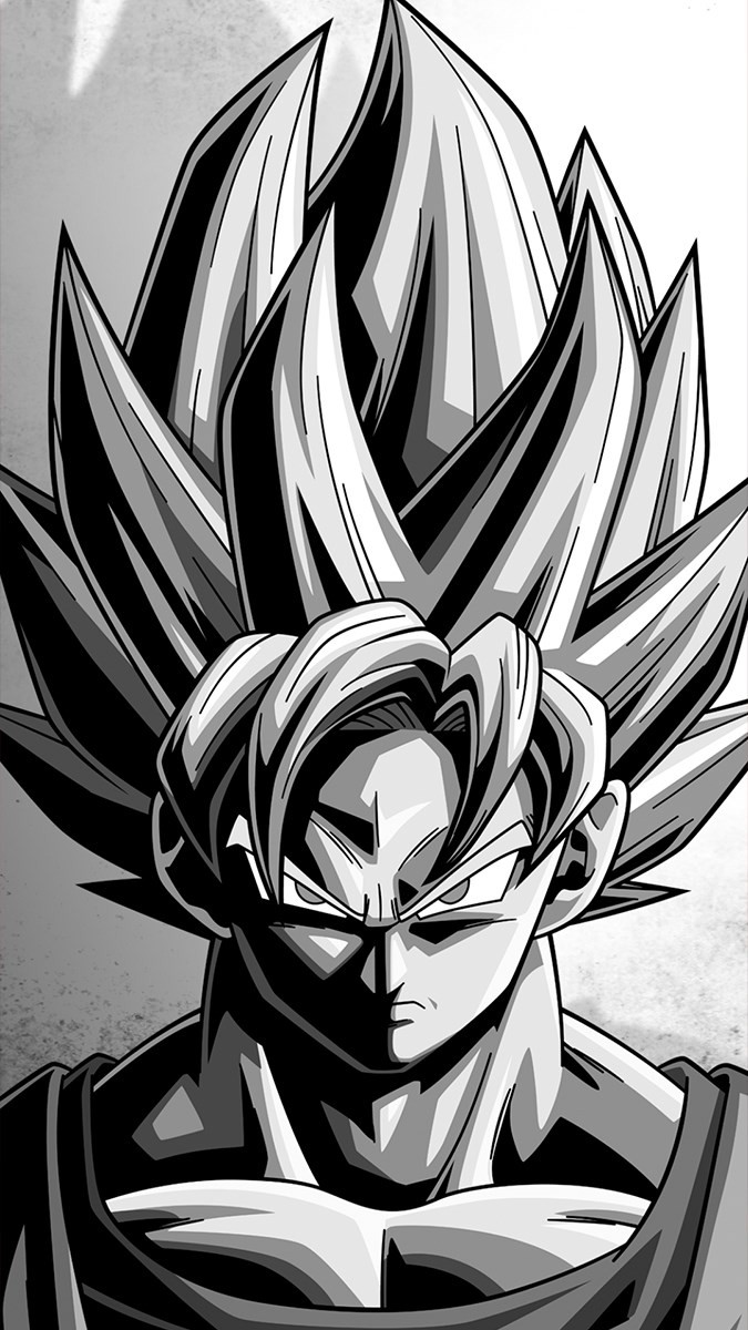 Vẻ mặt của Goku lạnh lùng, thể hiện sự tập trung và cứng rắn trong trận chiến
