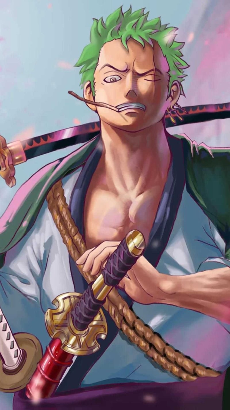 Zoro với ba thanh kiếm, thể hiện sức mạnh áp đảo và sự tự tin tuyệt đối