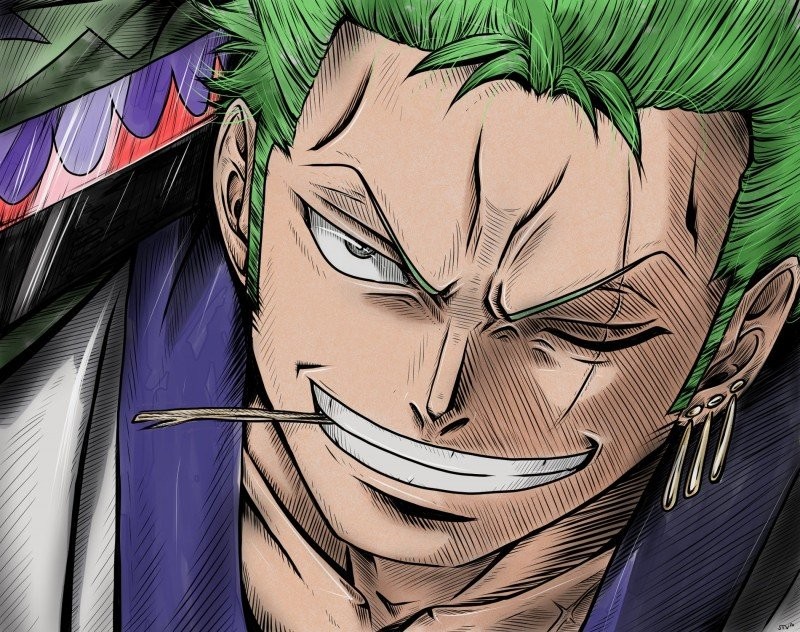 Zoro với vẻ mặt bí ẩn và khó đoán, luôn giữ khoảng cách với kẻ thù